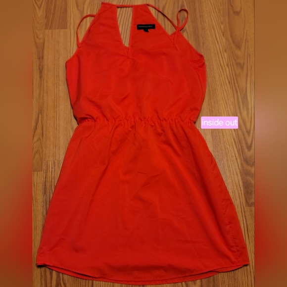 Banana Republic Womens Strappy Cutout Mini Dress V Neck Pockets Sz 4 Posted Red - Picture 14 of 16